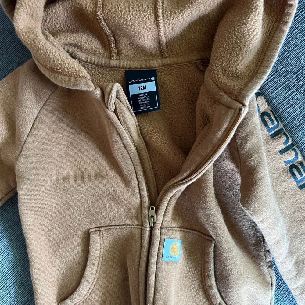 Carhartt Baby Hooded Coverall Jumpsuit Zip Front Brown 12M CM8665